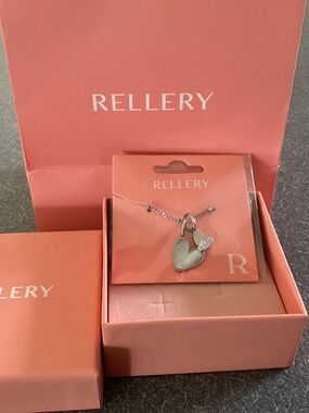 Rellery Mother of Pearl Heart Initial Silver Necklace. Fine, high quality silver